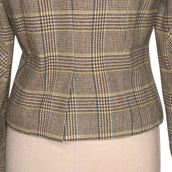 Vintage Joe Fresh Multi Brown Plaid Wool Blazer Size M - Picture 4 of 13
